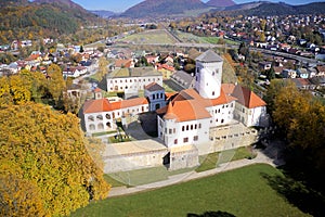 Aerial view on medieval Budatin castle