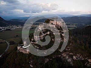 Aerial view of medieval castle Burg Hochosterwitz in Carinthia Austria