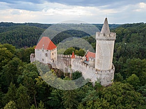 Aerial view of a medieval castle Kokorin.