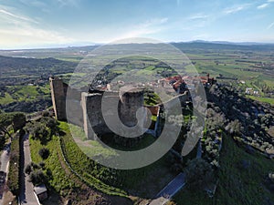 aerial view of the medieval castle of the village of scarlino