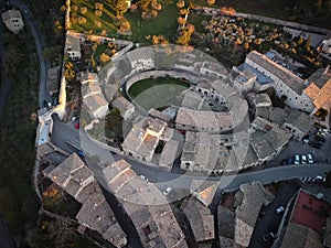 Aerial view of  medieval city of Assisi in Umbria, Italy