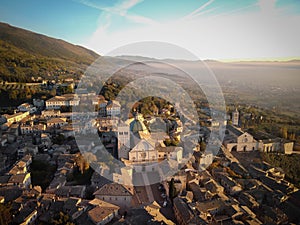 Aerial view of  medieval city of Assisi in Umbria, Italy