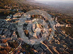 Aerial view of  medieval city of Assisi in Umbria, Italy