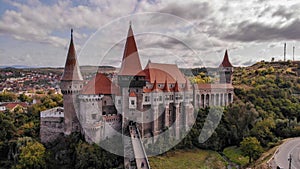 Aerial view of medieval Corvin Castle