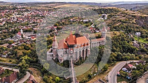 Aerial view of medieval Corvin Castle