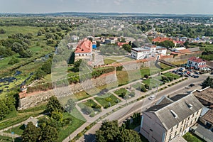 Aerial view of medieval Dubno Castle at Dubno town, Rivne region, Ukraine photo