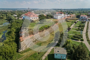 Aerial view of medieval Dubno Castle at Dubno town, Rivne region, Ukraine photo