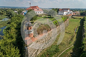 Aerial view of medieval Dubno Castle at Dubno town, Rivne region, Ukraine photo