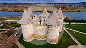 Aerial view of medieval fort in Soroca. photo