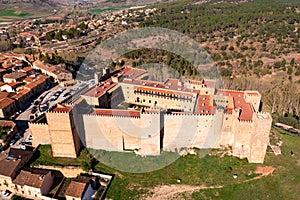 Aerial view of medieval fortified Castle of Bishops in Siguenza