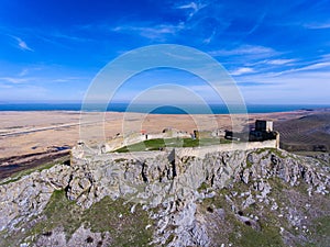 Aerial view of medieval fortress Enisala