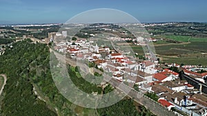 Aerial view of medieval town Obidos Portugal