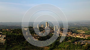 Aerial View Of The Medieval Town Of San Gimignano , Tuscany, Italy