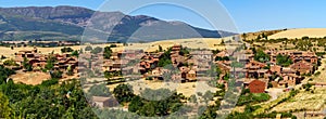 Aerial view medieval village in the mountains called Madriguera in Segovia Spain. Europe photo