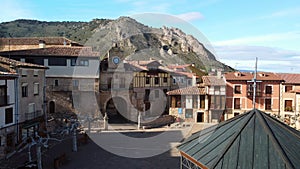 Aerial View of the medieval village of Poza de la Sal in Burgos, Castile and Leon, Spain