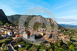 Aerial View of the medieval village of Poza de la Sal in Burgos, Castile and Leon, Spain. photo