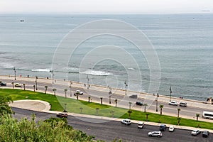 Aerial view of the Mediterranean coast in central part of Tangier