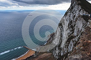 Aerial view on Mediterranean sea from rock of Gibraltar