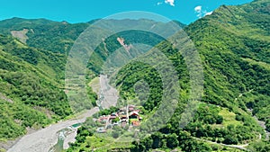 Aerial view of Meishan village and mountain, Taiwan.