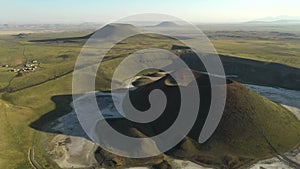 Aerial view of Meke crater lake in Turkey. A dormant volcano landscape