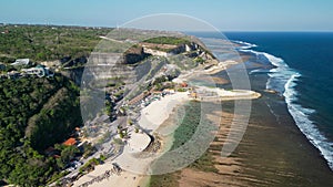 Aerial view of Melasti Ungasan Beach in Bali