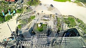 Aerial view of Melasti Ungasan Beach and Shipwreck in Bali