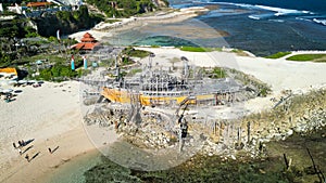 Aerial view of Melasti Ungasan Beach and Shipwreck in Bali photo