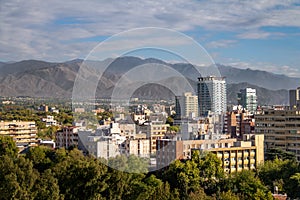 Aerial view of Mendoza City and Andes Mountains - Mendoza, Argentina
