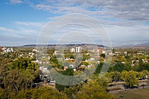 Aerial view of Mendoza City and Andes Mountains - Mendoza, Argentina