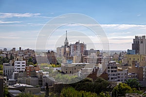 Aerial view of Mendoza City and Edificio Gomez Building - Mendoza, Argentina