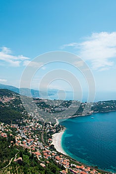 The aerial view of menton town in french riviera