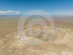 Aerial view of the Meteor Crater Natural Landmark at Arizona photo