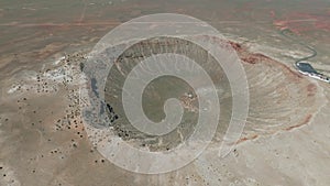 In an Aerial View, Meteor Crater or Barringer Crater in Arizona Desert