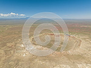 Aerial view of the Meteor Crater Natural Landmark at Arizona