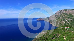 Aerial view of Metochi beach and area, Evvia, Greece