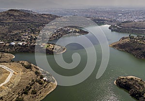 Aerial view of mexican Presa Madin photo