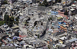 Aerial view of mexican slums photo