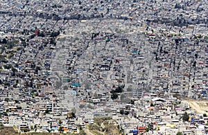 Aerial view of mexican slums photo