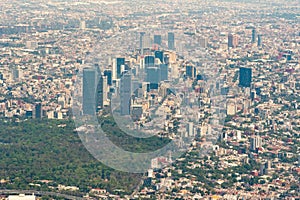 Aerial view of Mexico City CDMX and part of the Mexico City Skyline and Chapultepec Park photo