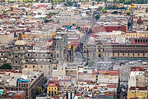 Aerial view of Mexico City Zocalo and Cathedral - Mexico City, Mexico