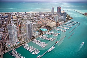 Aerial view of Miami Beach and South Pointe Park