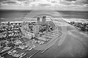 Aerial view of Miami Beach, South Pointe Park and Fisher Island