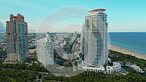 Aerial view of Miami Beach. Summer Florida. Miami Landscape Skyline. Aerial view of South Miami. Aerial view of South