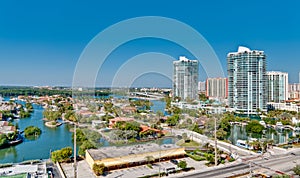 Aerial view of Miami Intracoastal and luxury prope