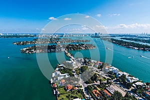 Aerial view of Miami islands on a sunny day