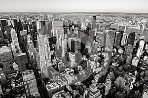 Aerial view of Midtown skyscrapers in Black & White, Manhattan, New York CIty