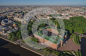 Aerial view of Mikhailovsky castle in Saint-Petersburg