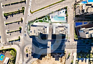 Aerial view Mil Palmeras buildings and crossroads street view. Spain photo