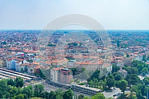 Aerial view of Milano in Italy from Torre Branca