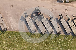 aerial view of the military equipment